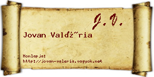 Jovan Valéria névjegykártya